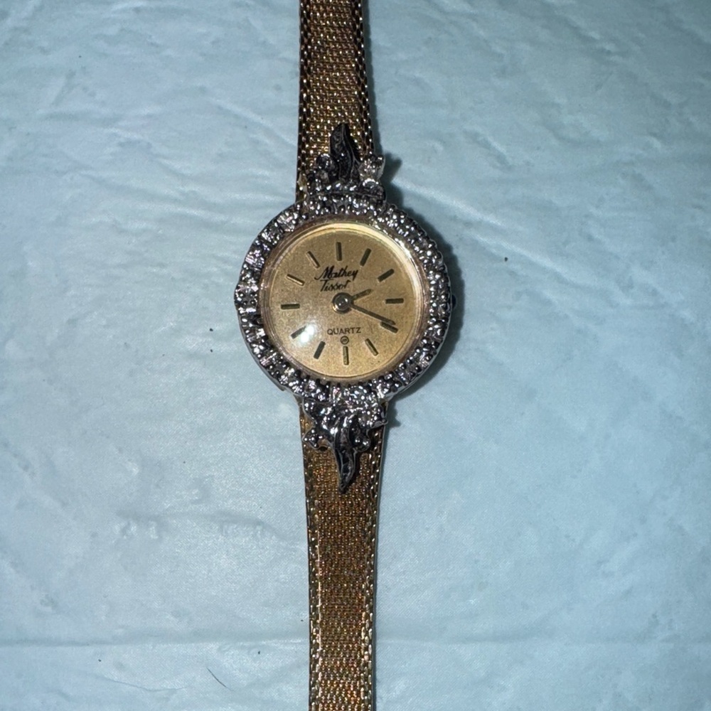Vintage Mathey Tissot Diamond Bezel Quartz Ladies watch